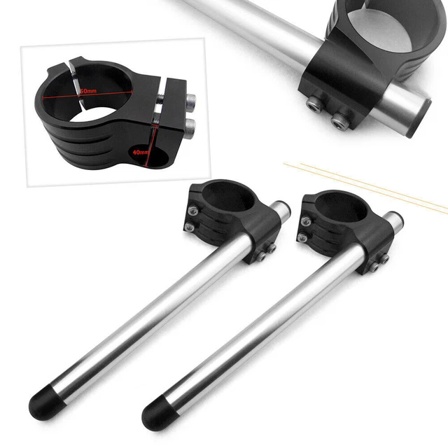 thumbnail interactive-video image 1 of 50mm Clip-On 1" Riser Handlebars For Suzuki GSXR 600 750 1000 1100 1 of 6