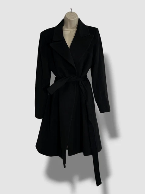$1895 Fleurette Women's Black Cashmere Open Front Belted Coat Size 16 $1895 Fleurette Women's Black Cashmere Open Front Belted Coat Size 16
