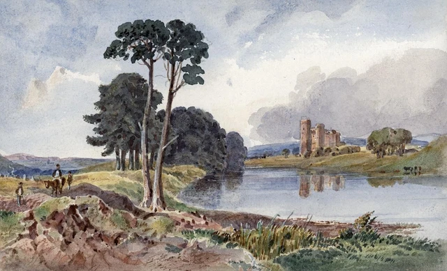 Western Victorian Rivers CASTLE & RIVER LANDSCAPE Victorian Watercolour Painting 19TH CENTURY £ ...