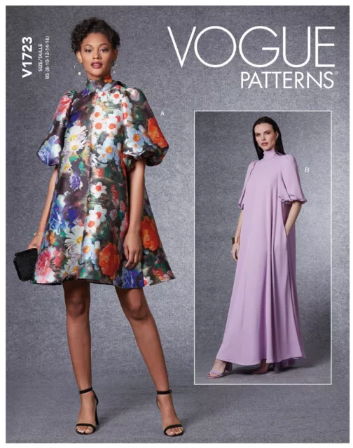 Vogue Sewing Pattern 1723 Misses 8-16 Easy Loose Fit Balloon Sleeve Dress & Maxi