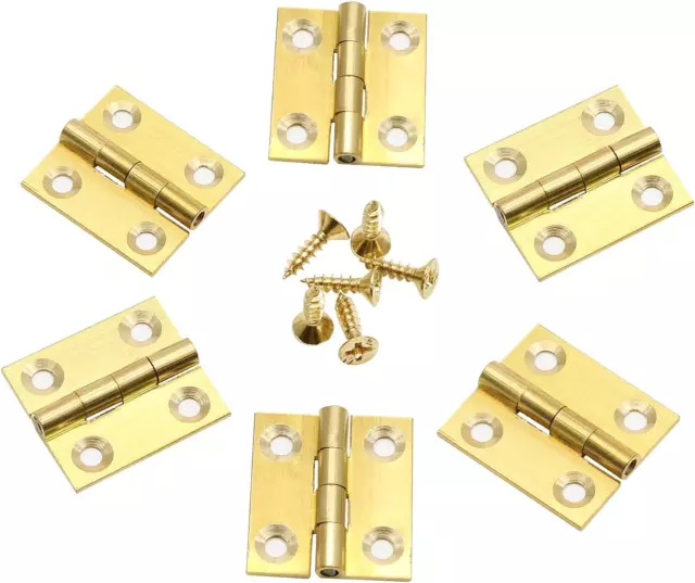 8Pcs 1 Inch Brass Butt Hinges, Gold Jewelry Box Hinges Small Cabinet Hinges Squa