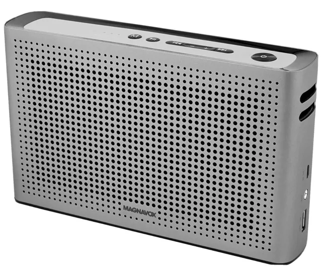 Magnavox MMA3631 Retro Portable Bluetooth Speaker with USB Charger - Silver