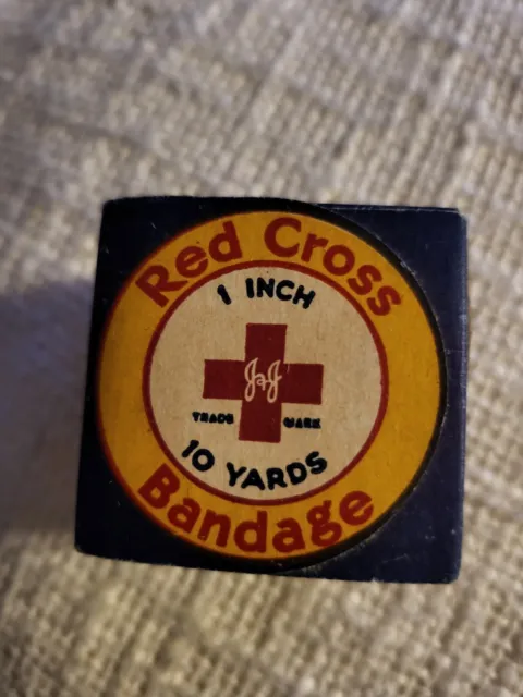 Vintage Johnson & Johnson Red Cross 1” Sterile Bandage Medical Ad Unopened