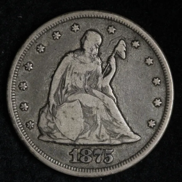 1875-CC CARSON CITY RARE Twenty Cent Silver Piece CHOICE VF E142 KNMR