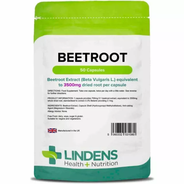 Lindens Super Max Strength Beetroot Extract 3500mg Capsules Dietary Nitrates