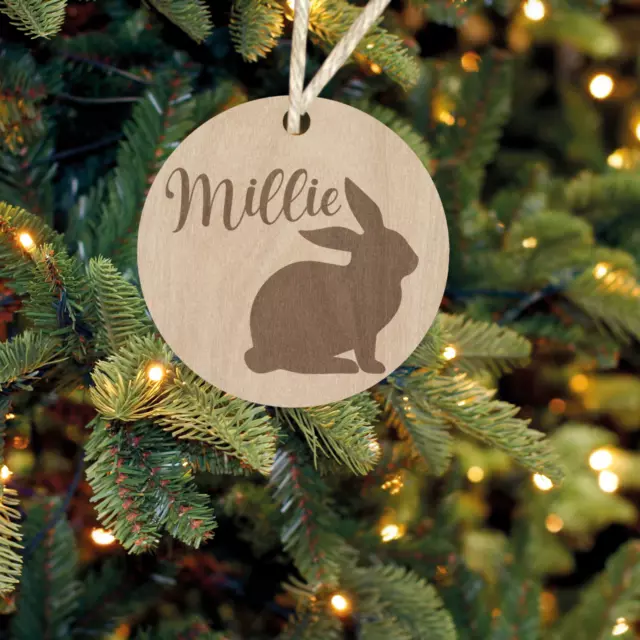 Rabbit Pet Gift Personalised Name Christmas Gift Tag Christmas Bauble Rabbit