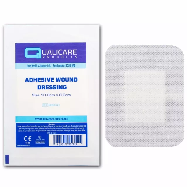 LARGE ADHESIVE WOUND DRESSING 10x8cm Sterile First Aid Cut Graze Fabric Plaster