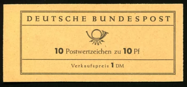 BUND 1960 MH6e ** POSTFRISCH MARKENHEFTCHEN HEUSS LUMOGEN ROTE NUMMER(08605