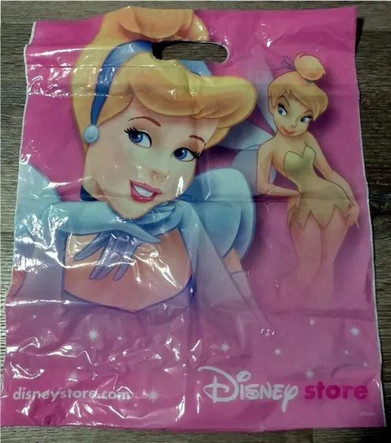 Disney Store Plastic Store Bag - Cinderella & Tinker Bell - New