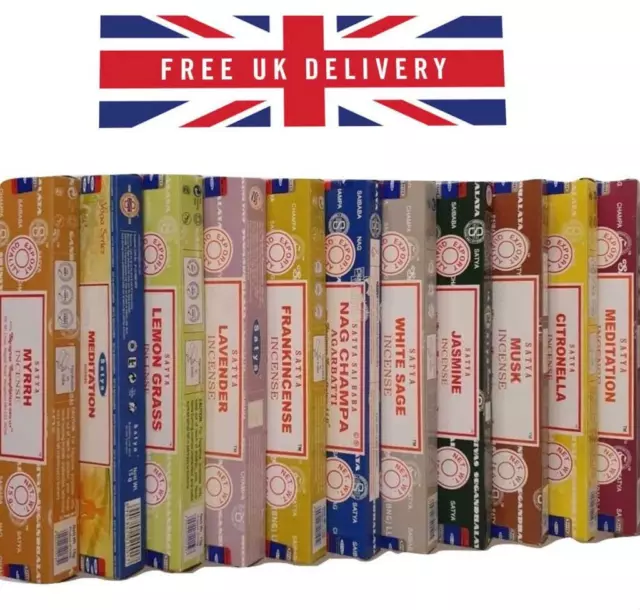 3 or 12 Pack Box Satya Genuine Nag Champa Incense Sticks Joss Mixed Scents Puja