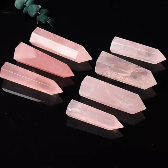5PCS 50-60mm Natural Pink Rose Quartz Stone Obelisk Healing Crystal Point Wand