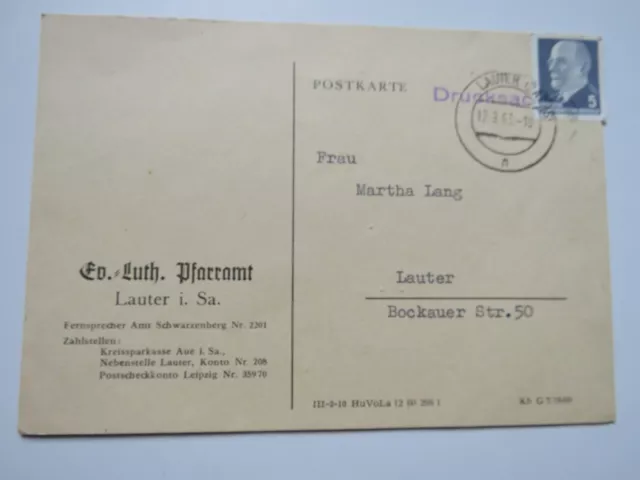 Lauter, Bernsbach, Schwarzenberg ,Pfarramt; Martha Lang  1963