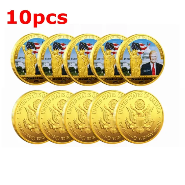 10pc Donald Trump 45th President US Commemorative Coin Make American Great Again