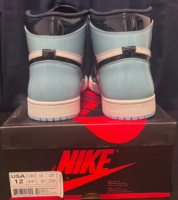 Jordan 1 High OG, Obsidian/Blue Chill-White, UNC Patent Leather, Men's Size 10.5 Jordan 1 High OG, Obsidian/Blue Chill-White, UNC Patent Leather, Men's Size 10.5