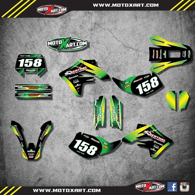 Kawasaki KLX 250 2004 - 2007 Full custom sticker kit SUNRISE style decals
