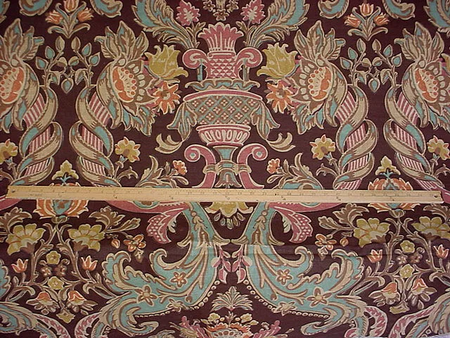 3-3/8Y Kravet Lee Jofa Lorton Chocolate Brown Floral Print Upholstery Fabric