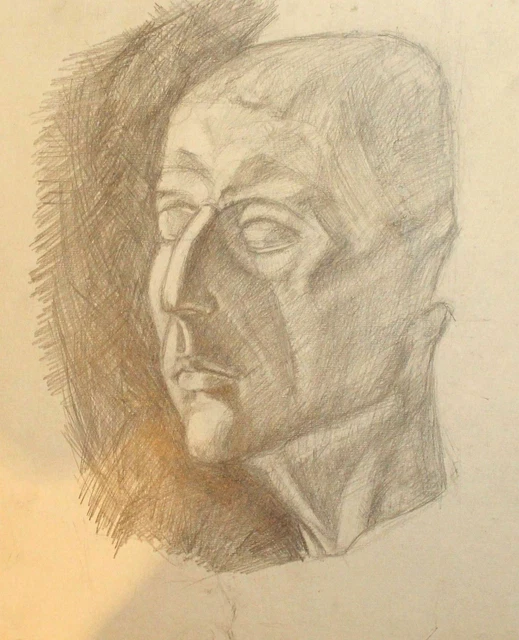 Portrait d'homme abstrait de peinture au crayon vintage