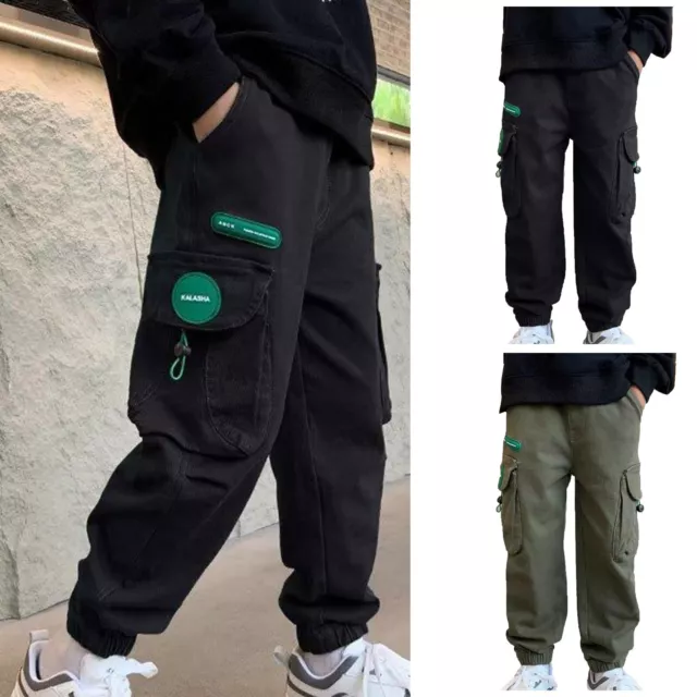 Kids Boys Sweatpants With Pockets Trousers Jogging Cargo Pants Hip-Hop Joggers 2