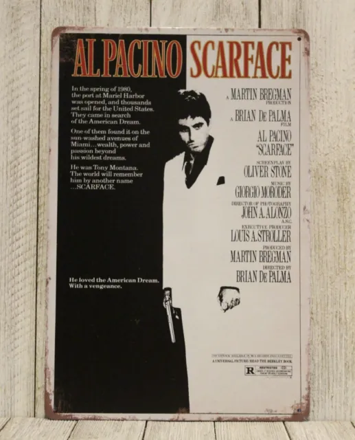 Scarface Movie Poster Tin Metal Sign Vintage Style Ad Al Pacino Tony Montana XZ