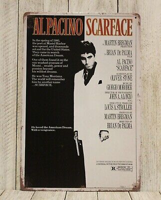 Scarface Tin Metal Poster Sign Bar Vintage Style Movie Ad Al Pacino Tony Montana