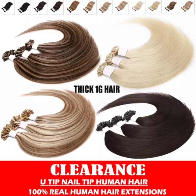 100G Russian Keratin Nail-U-Tip Hair Pre Bonded Remy Human Hair Extensions 1g US