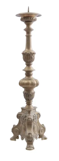 Antiker Sakraler Bronze Kerzenständer feine Ornametik 1-Flammig ,Höhe 65cm /"240