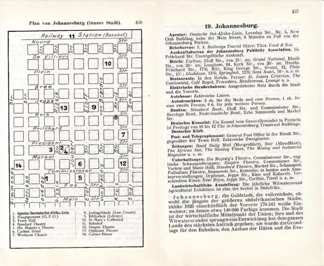 ZA Johannesburg 1930 orig. Stadtplan + Reisef. (11 S. + 4 S. Werbung) + Pretoria