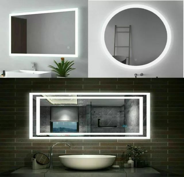 LED Bathroom Mirror Lights Touch Switch Sensor Demister Pad Illuminated bathroom