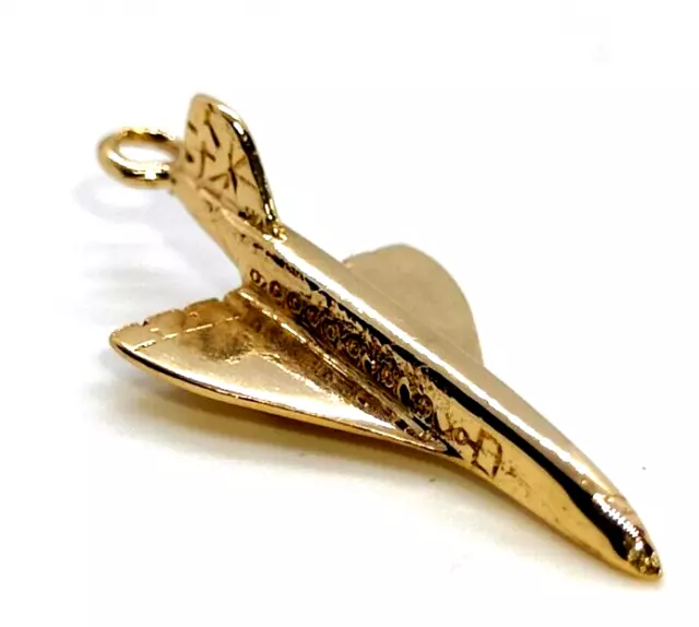 Concorde 9ct 9 Carat Solid Gold Charm Fob Pendant Passenger Plane Supersonic Jet