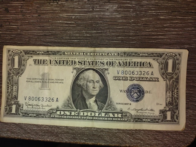 One Dollar Bill Silver Certificate Blue Seal Series 1957B