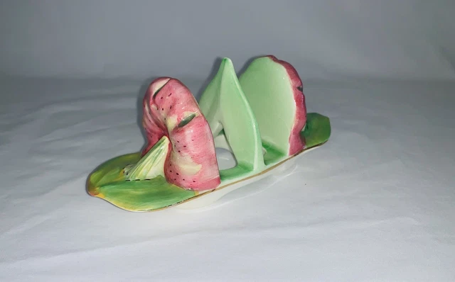 Royal Winton, Grimwades - green Tigerlily, 2 slice toast rack. Made in England
