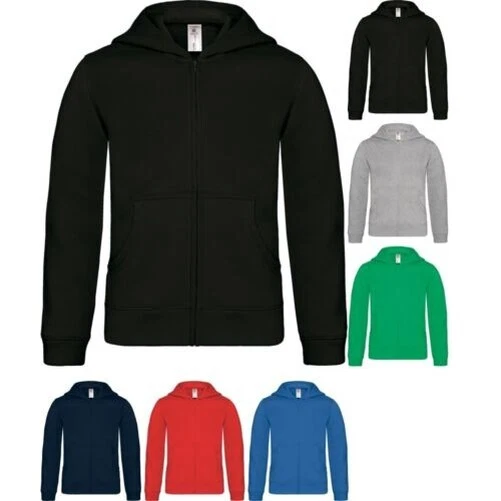 Bambini Ragazzi Ragazze B&c Cerniera Intera Misto Cotone Felpa con Cappuccio