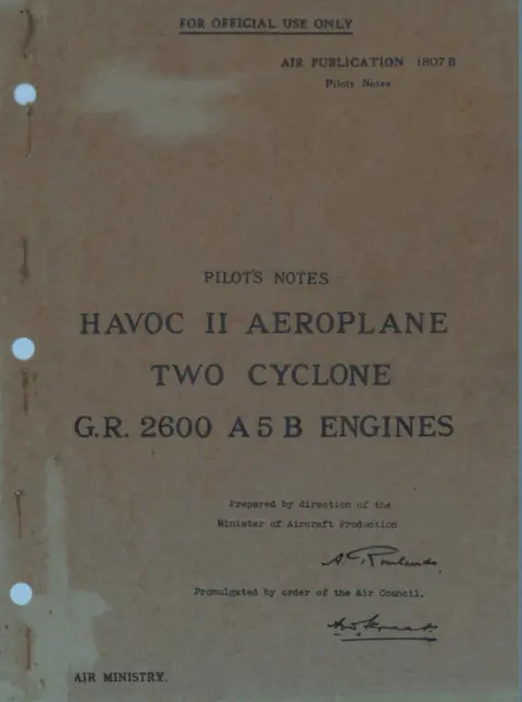 50 Page Douglas DB-7A A-20 HAVOC II Bomber Pilot's Notes 1807B Flight Manual CD