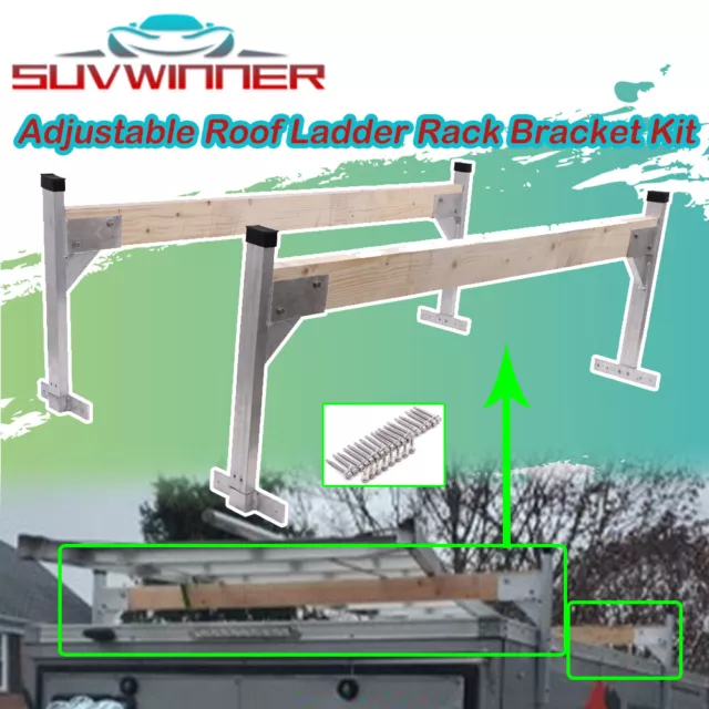 Pair of Adjustable Roof Ladder Rack Bracket Kit for Enclosed/Opened Trailer Vans