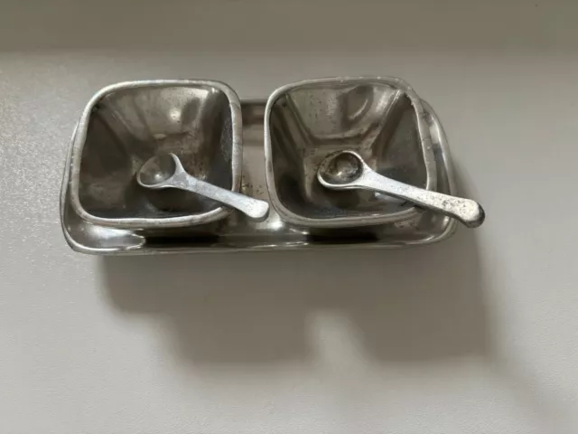 Pottery Barn Barona 5 Piece Silver Salt And Pepper Condiment Set