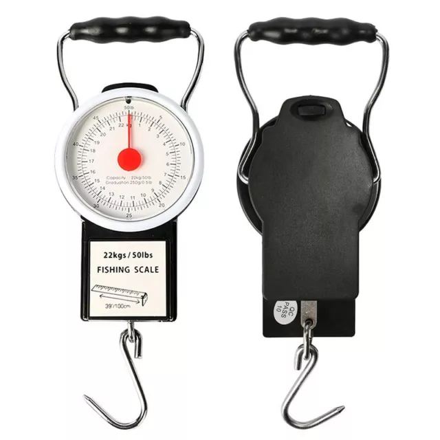 PORTABLE FISHING SCALE 50lb/22kg with 1M Tape Measure Hanging Hook