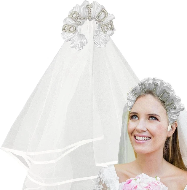 Wedding Veils White|Pearl Beaded BRIDE Headband Veil Hairband