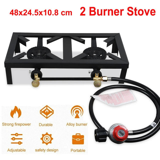 CAST IRON PROPANE Cooker 2 Burner Gas LPG Outdoor Camping Stove BBQ
