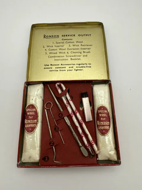 Vintage Ronson Lighter Service Outfit Tin Kit & Contents Great Condition
