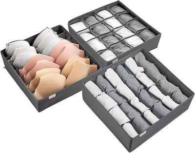 XDS3P2 Portabiancheria in Tessuto Traspirante homyfort Set di 6 Organizer Armadio Ideali Come Organizer cassetti Grigio Lino 