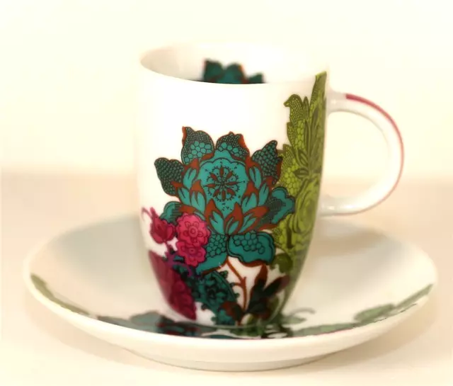 "Taza de taza de porcelana Paula Scaletta y platillo espresso Demitasse conjunto floral 2x3"