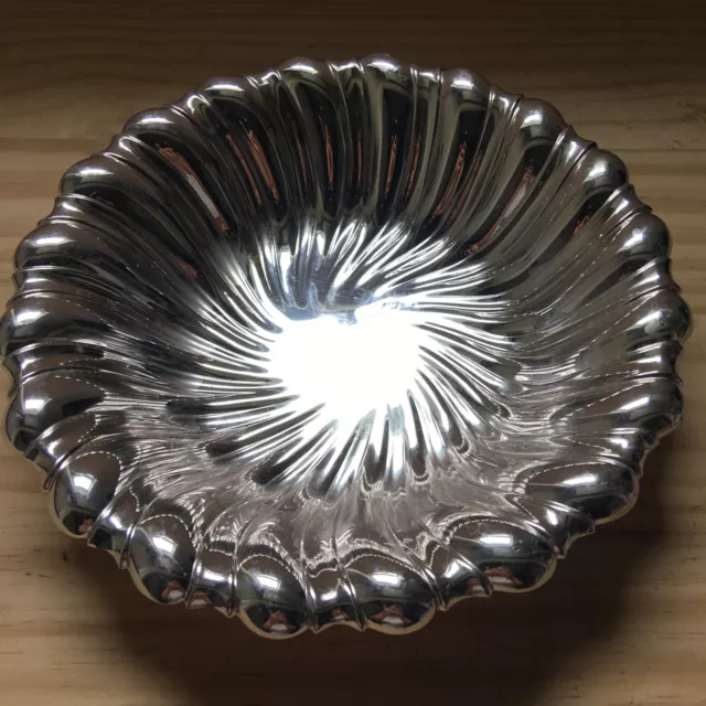 Vintage EPNS Alpadur Silver plate Round Swirl Style Dish Bowl 9"D x 2"H