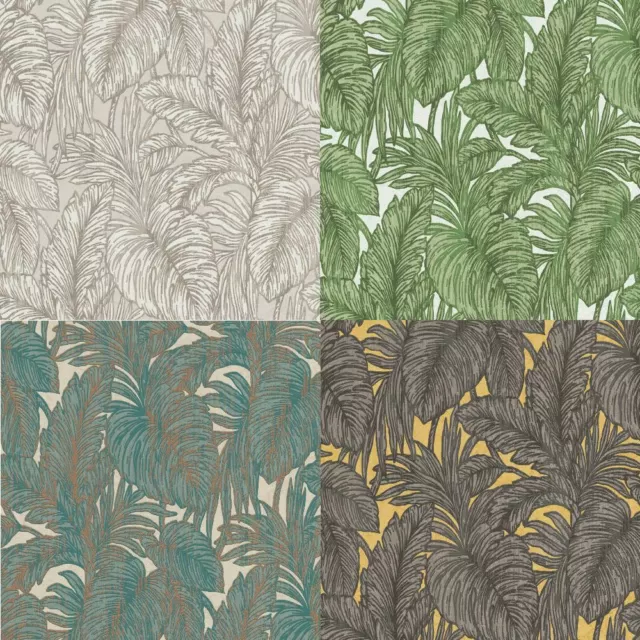 Erismann Botanical Leaf Textured Metallic Jungle Summer Non Woven Wallpaper