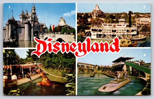 Disneyland~Anaheim CA~Sleeping Beauty Castle~Hippo On Jungle Cruise~Vtg Postcard