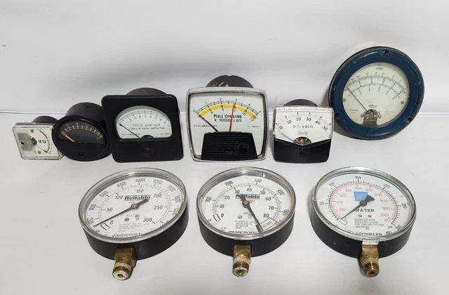 [Lot of 9] Assorted Meters/Gauges Phaostron/Schlumberger/More - Parts/Repair