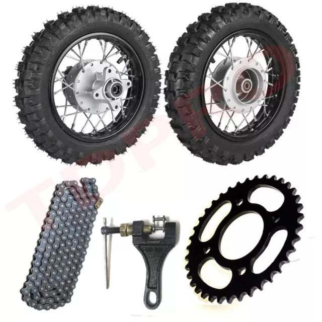 10" Front Rear Wheels 2.50-10 Tire Rim Sprocket 2.5-10 Pit Bike CRF50 TTR50 70cc