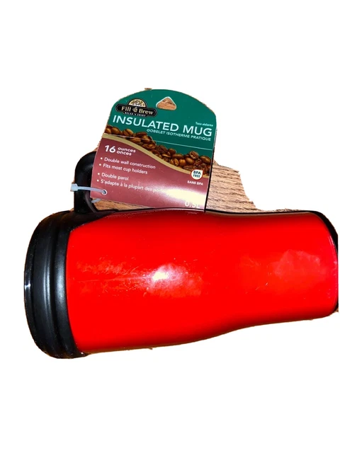 Fill And Brew Insulated Travel  Coffee Mug, 16 Ounces, Pair, Red