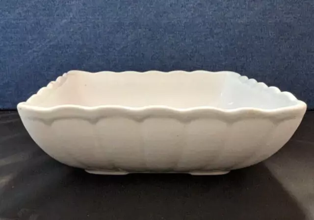 J. & G. Meakin White Ironstone China England Scalloped 9" Square Bowl Farmhouse