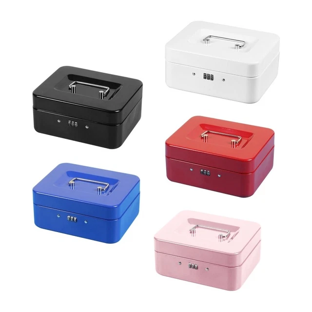 Caja de efectivo de metal para almacenamiento seguro caja de efectivo con bloqueo combinado bandeja de dinero