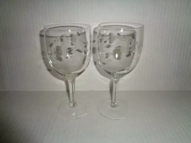 Princess House HERITAGE (2) RED WINE / WATER GLASSES   6 3/4"